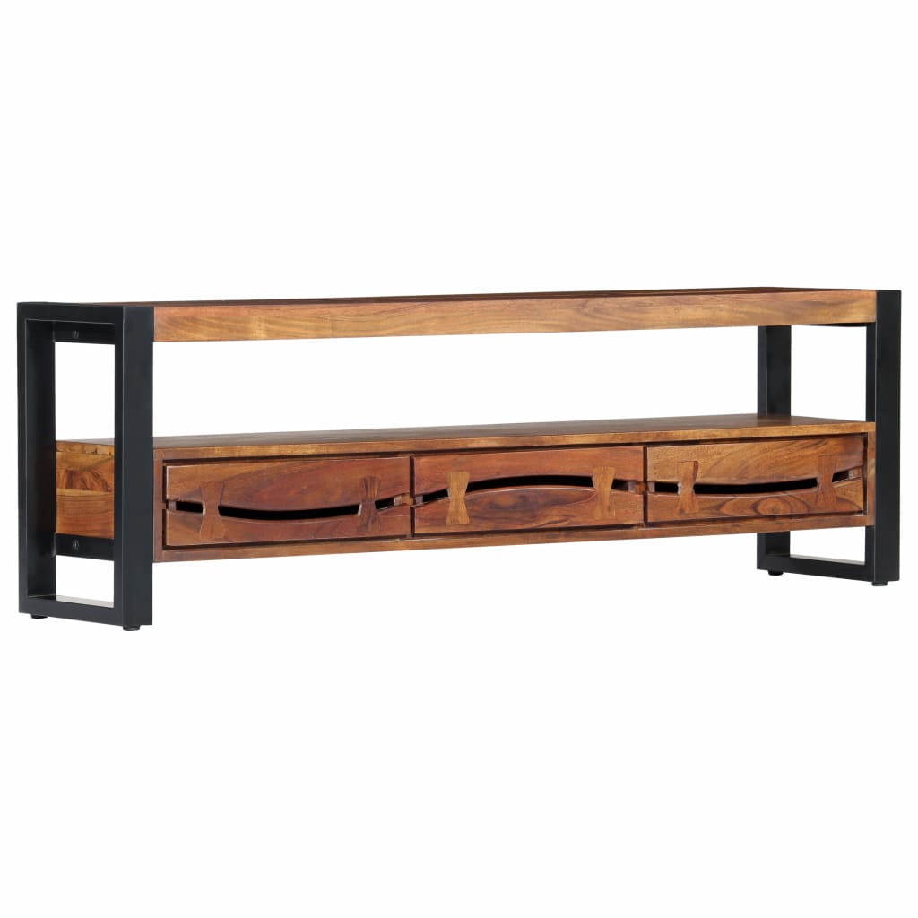 vidaXL TV Stand 55.1"x11.8"x17.7" Solid Wood Acacia-0