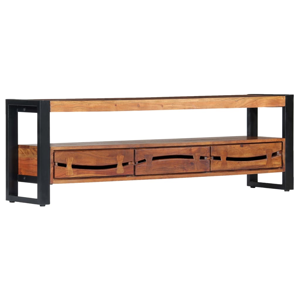 vidaXL TV Stand 55.1"x11.8"x17.7" Solid Wood Acacia-9