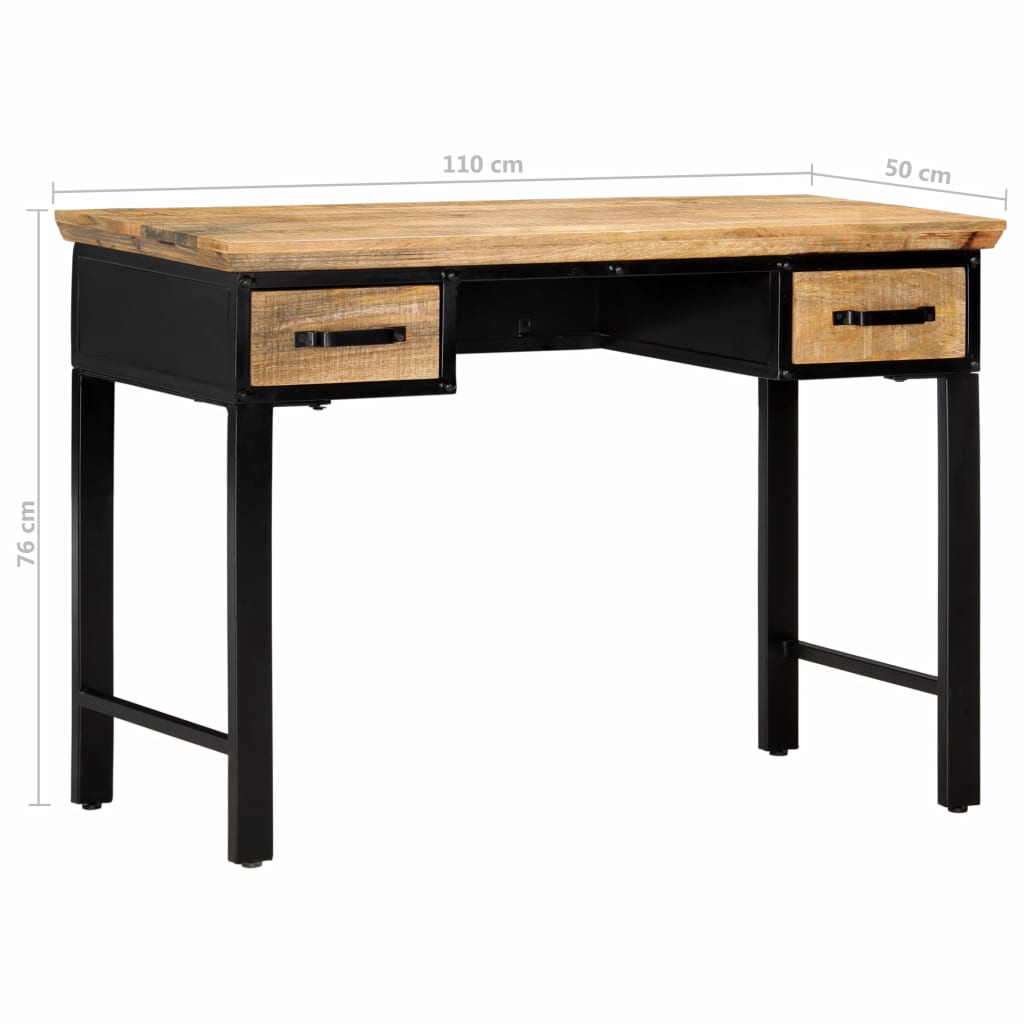 vidaXL Writing Table 43.3"x19.6"x29.9" Solid Mango Wood-6