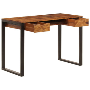 vidaXL Desk 43.3"x21.7"x30.7" Solid Sheesham Wood and Steel-0