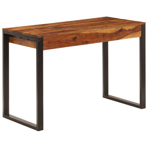 vidaXL Desk 43.3"x21.7"x30.7" Solid Sheesham Wood and Steel-1