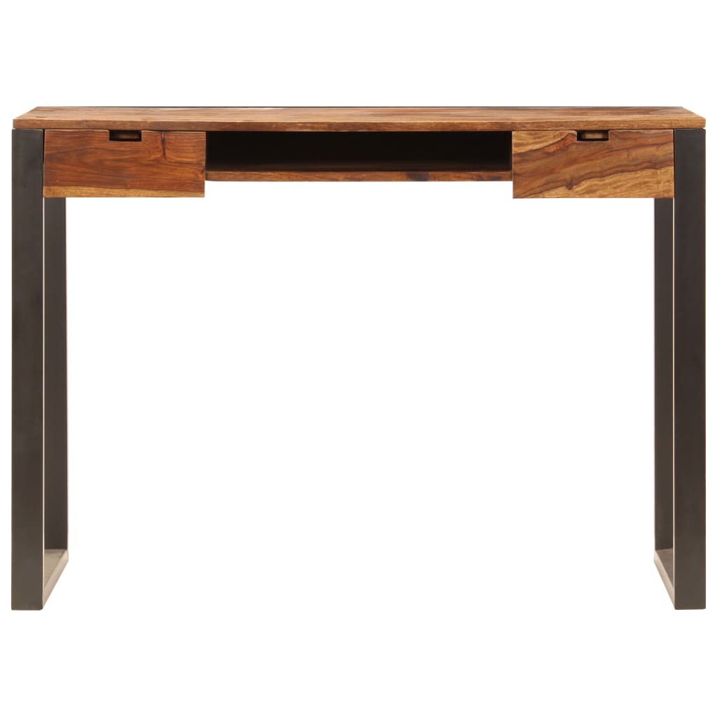 vidaXL Desk 43.3"x21.7"x30.7" Solid Sheesham Wood and Steel-2
