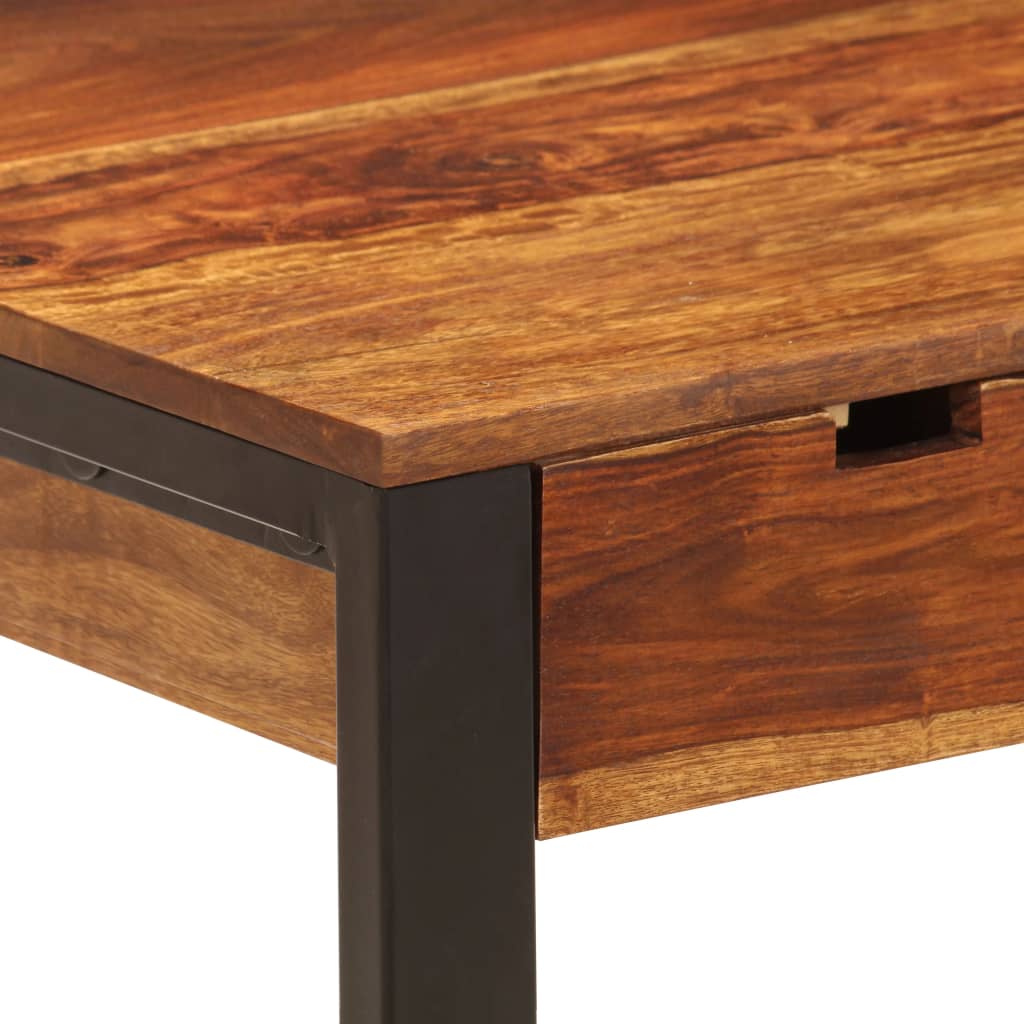 vidaXL Desk 43.3"x21.7"x30.7" Solid Sheesham Wood and Steel-3