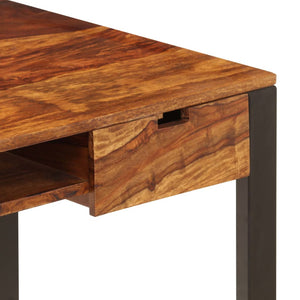 vidaXL Desk 43.3"x21.7"x30.7" Solid Sheesham Wood and Steel-4