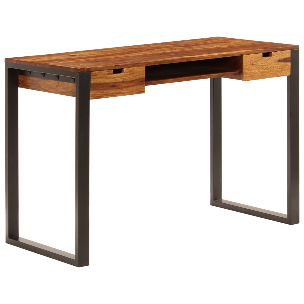vidaXL Desk 43.3"x21.7"x30.7" Solid Sheesham Wood and Steel-6