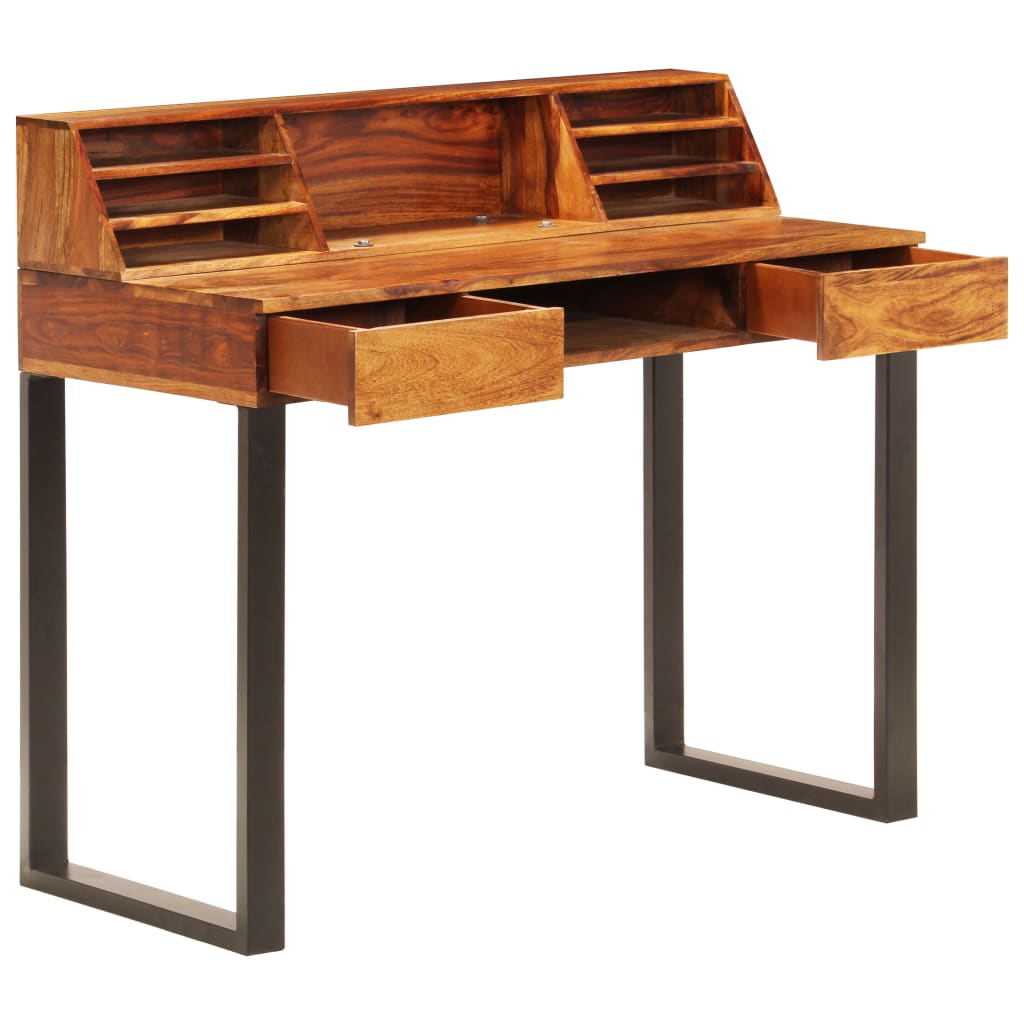 vidaXL Desk 43.3"x19.7"x37" Solid Sheesham Wood and Steel-3
