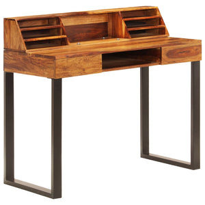 vidaXL Desk 43.3"x19.7"x37" Solid Sheesham Wood and Steel-10