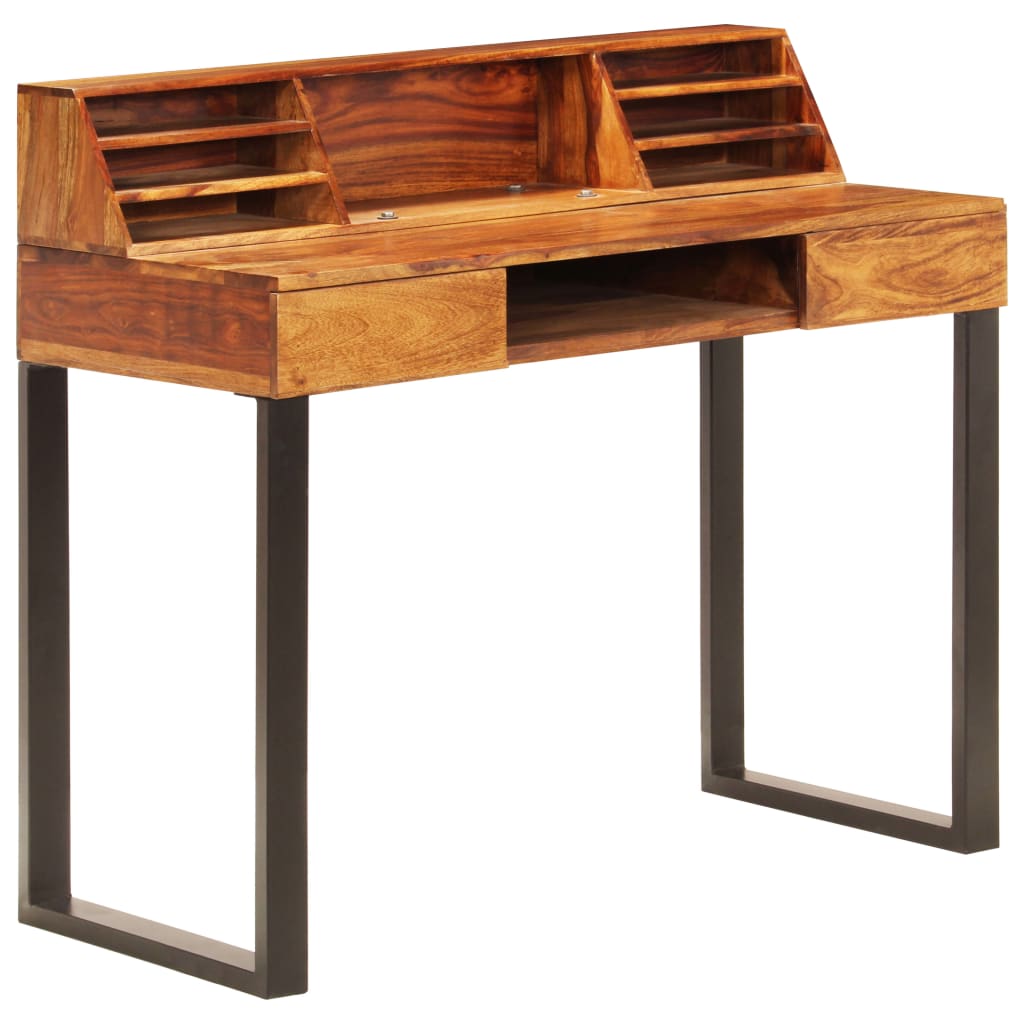 vidaXL Desk 43.3"x19.7"x37" Solid Sheesham Wood and Steel-11
