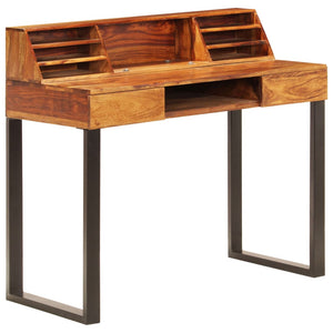 vidaXL Desk 43.3"x19.7"x37" Solid Sheesham Wood and Steel-11