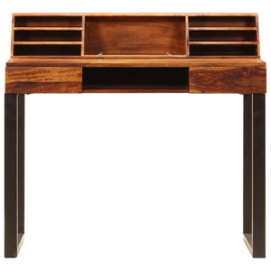 vidaXL Desk 43.3"x19.7"x37" Solid Sheesham Wood and Steel-2