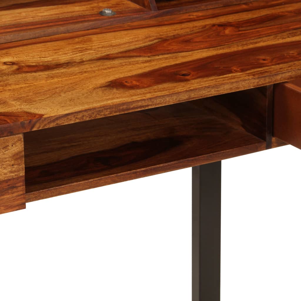 vidaXL Desk 43.3"x19.7"x37" Solid Sheesham Wood and Steel-7