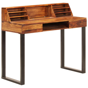 vidaXL Desk 43.3"x19.7"x37" Solid Sheesham Wood and Steel-9