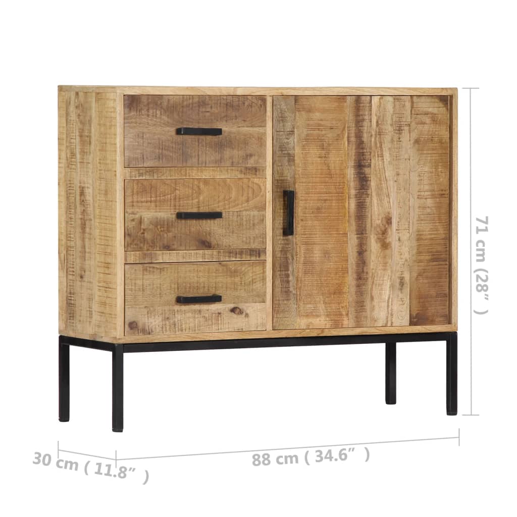 vidaXL Sideboard 34.6"x11.8"x28" Solid Mango Wood-3