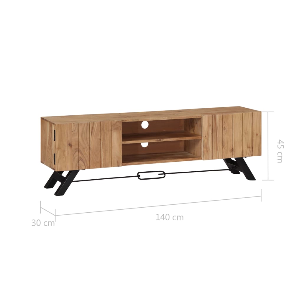 vidaXL TV Stand 55.1"x11.8"x17.7" Solid Wood Acacia-8