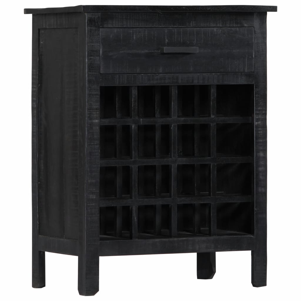 vidaXL Wine Rack Black 22"x13.8"x29.5" Solid Mango Wood-0