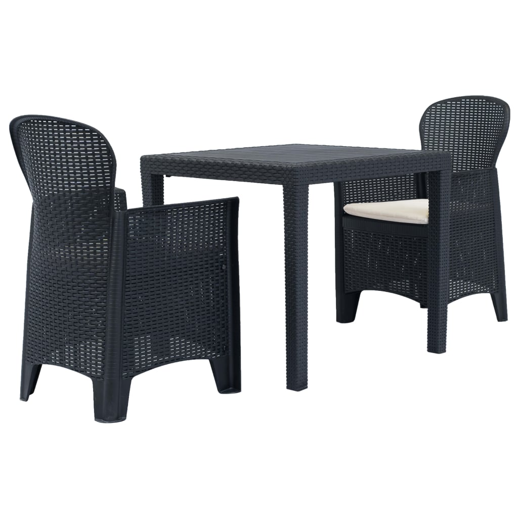 vidaXL Patio Bistro Set Outdoor Table and Chairs Conversation Set Plastic-30
