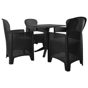 vidaXL Patio Bistro Set Table and Chairs Dining Set Plastic Rattan Anthracite-0