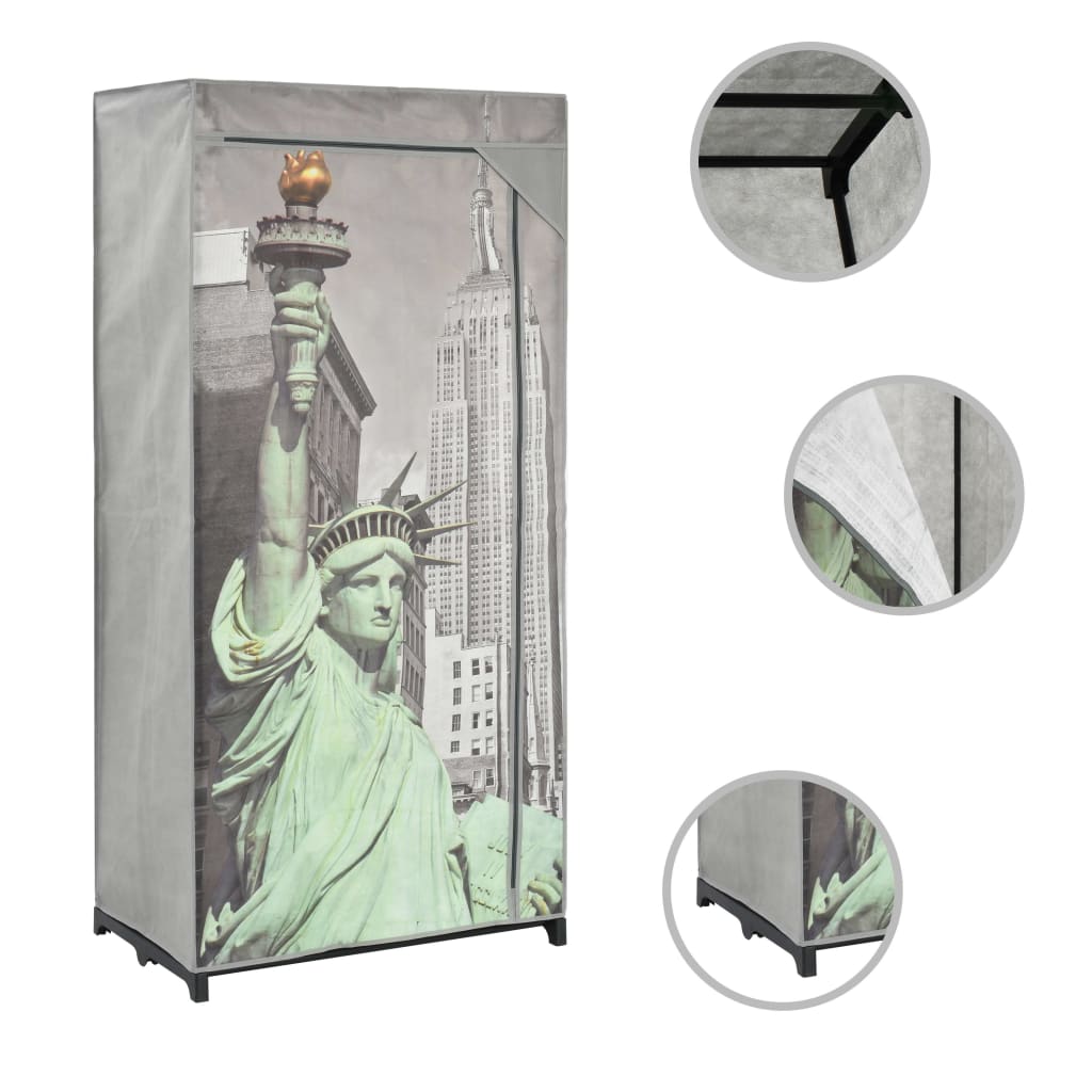 vidaXL Wardrobe New York 29.5"x17.7"x63" Fabric-0