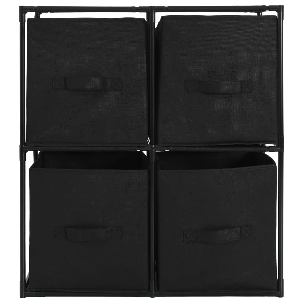 vidaXL Storage Cabinet with 4 Fabric Baskets Black 24.8"x11.8"x28" Steel-4