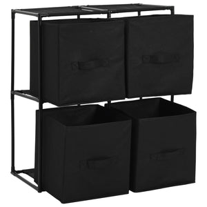 vidaXL Storage Cabinet with 4 Fabric Baskets Black 24.8"x11.8"x28" Steel-5