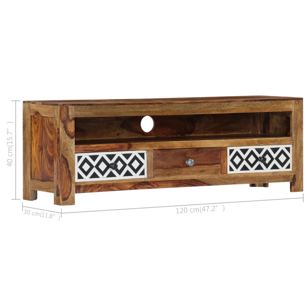 vidaXL TV Stand 47.2"x11.8"x15.7" Solid Wood Sheesham-10