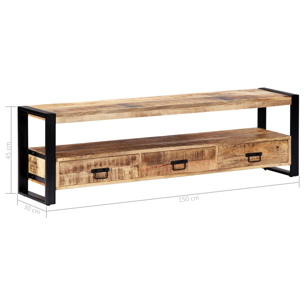 vidaXL TV Stand 59.1"x11.8"x17.7" Solid Wood Mango-7