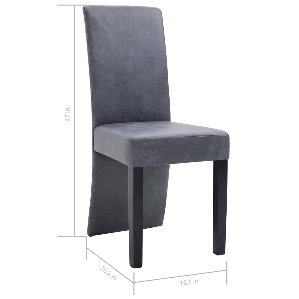 vidaXL Dining Chairs Accent Side Chair for Home Kitchen Faux Suede Leather-6