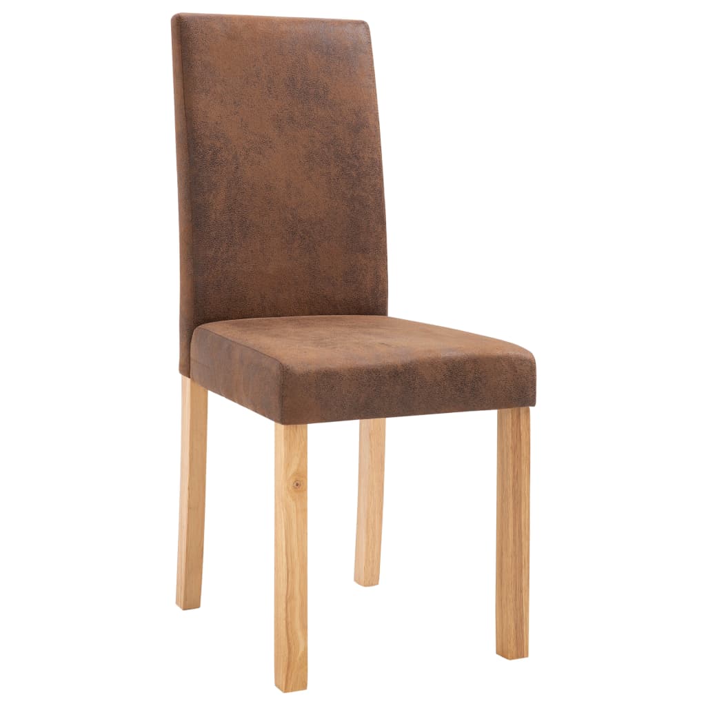 vidaXL Dining Chairs 2 pcs Brown Faux Suede Leather-29