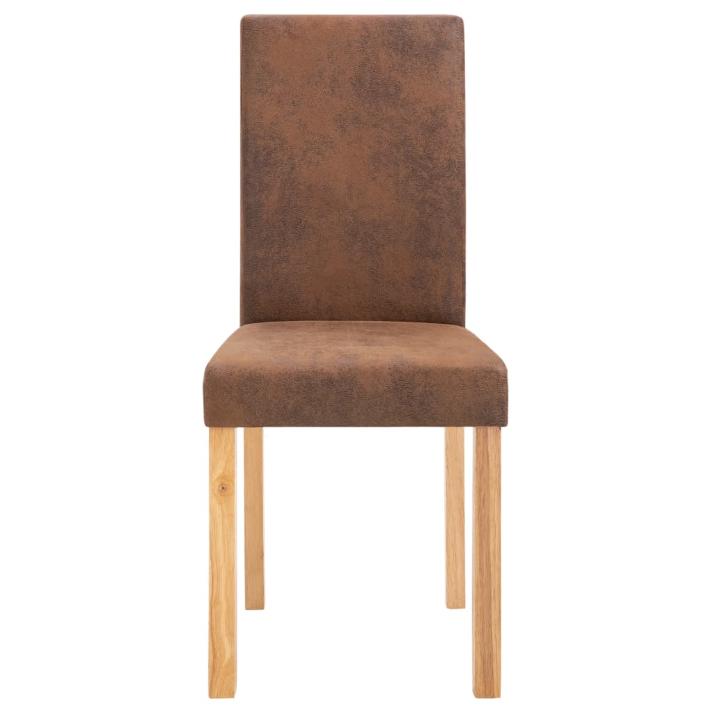 vidaXL Dining Chairs 2 pcs Brown Faux Suede Leather-34