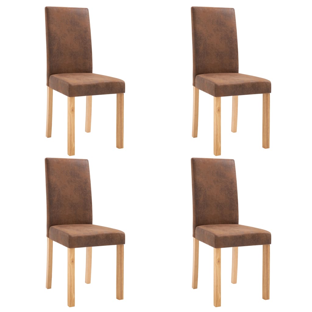 vidaXL Dining Chairs 2 pcs Brown Faux Suede Leather-43
