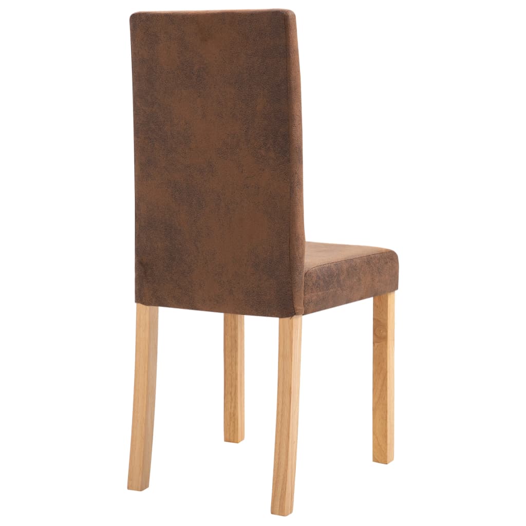 vidaXL Dining Chairs 2 pcs Brown Faux Suede Leather-21