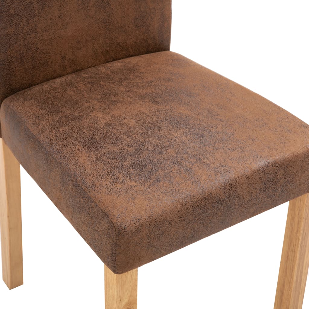 vidaXL Dining Chairs 2 pcs Brown Faux Suede Leather-26