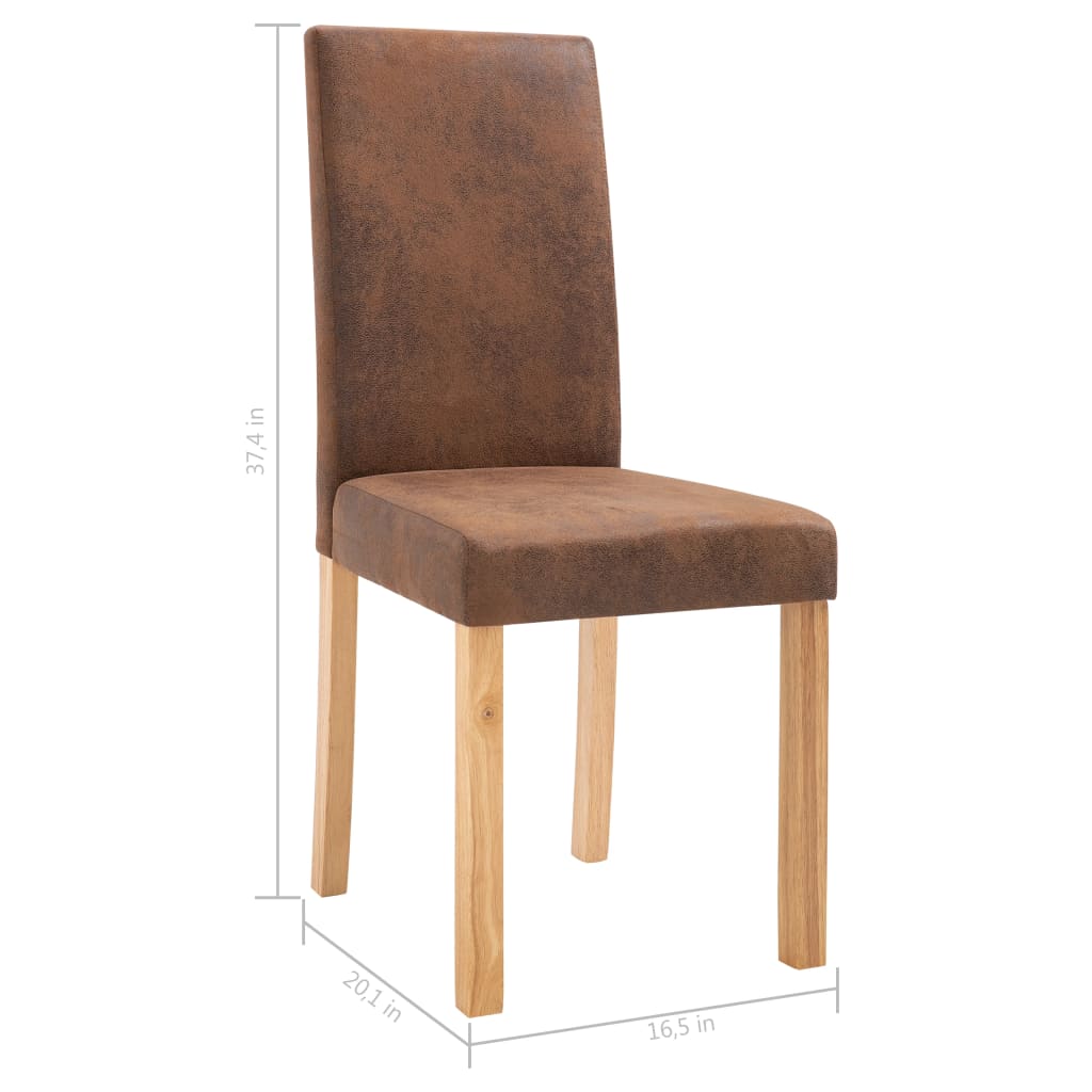vidaXL Dining Chairs 2 pcs Brown Faux Suede Leather-1