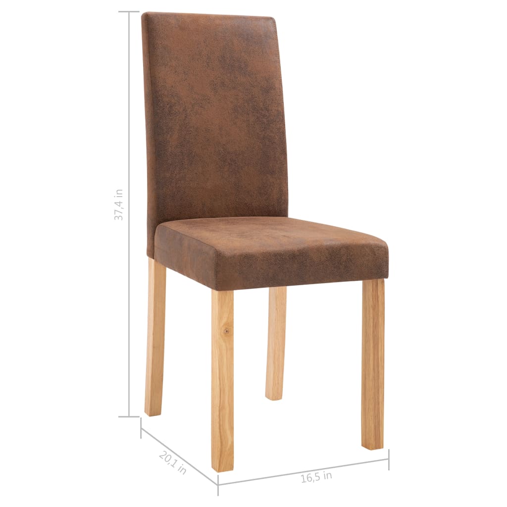 vidaXL Dining Chairs 2 pcs Brown Faux Suede Leather-31