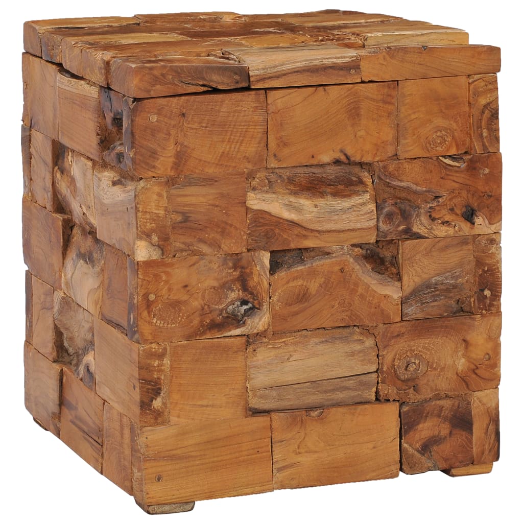 vidaXL Storage Stool Solid Teak Wood-7