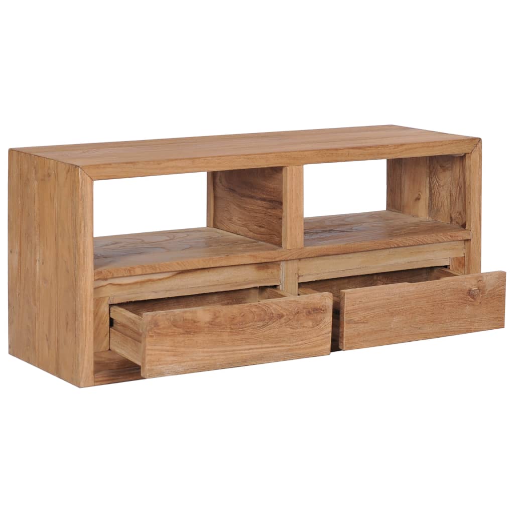 vidaXL TV Stand 35.4"x11.8"x15.7" Solid Wood Teak-0