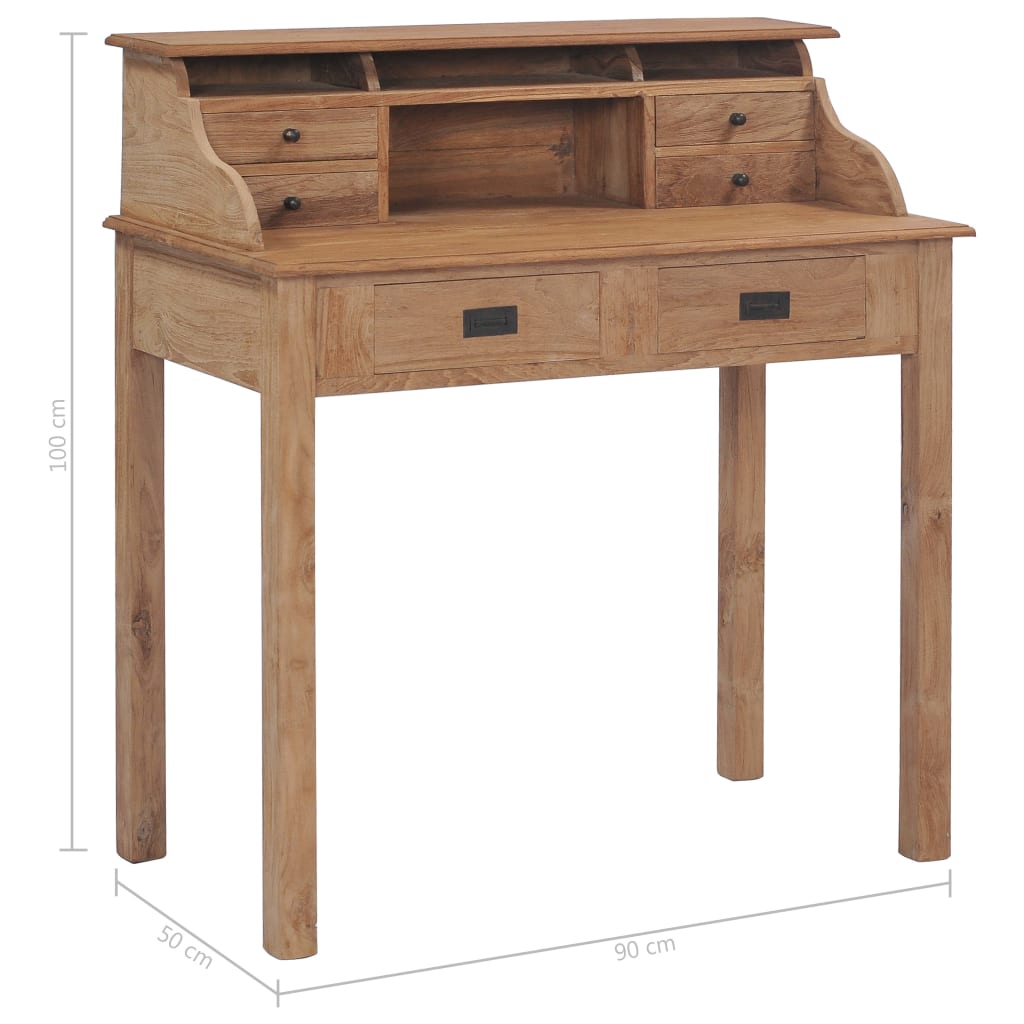 vidaXL Desk 35.4"x19.7"x39.4" Solid Wood Teak-6