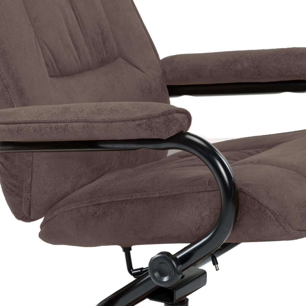 vidaXL Swivel Recliner with Ottoman Brown Faux Suede Leather-5