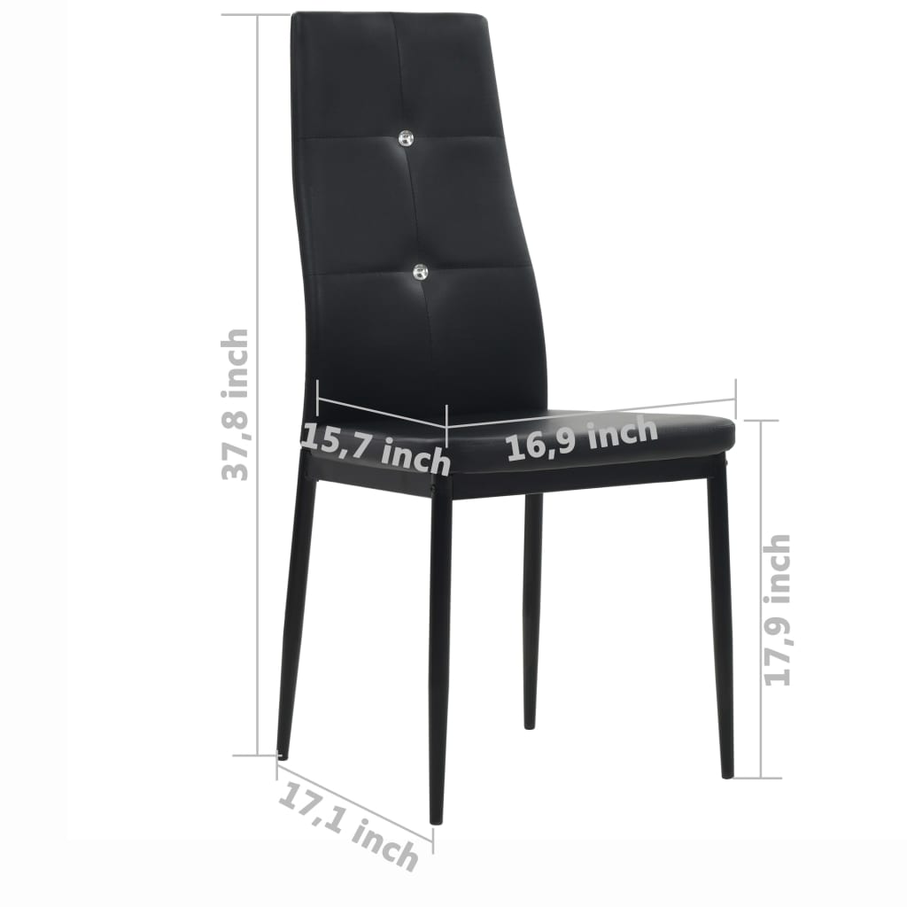 vidaXL Dining Chairs Kitchen Chair for Home Dining Room Black Faux Leather-53