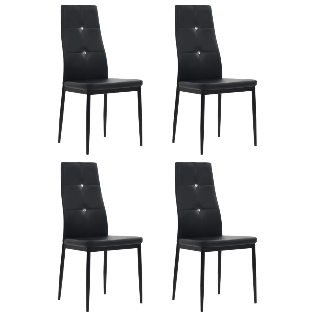 vidaXL Dining Chairs Kitchen Chair for Home Dining Room Black Faux Leather-76