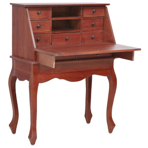 vidaXL Secretary Desk Office Writing Table with Drawers Solid Wood Mahogany-1