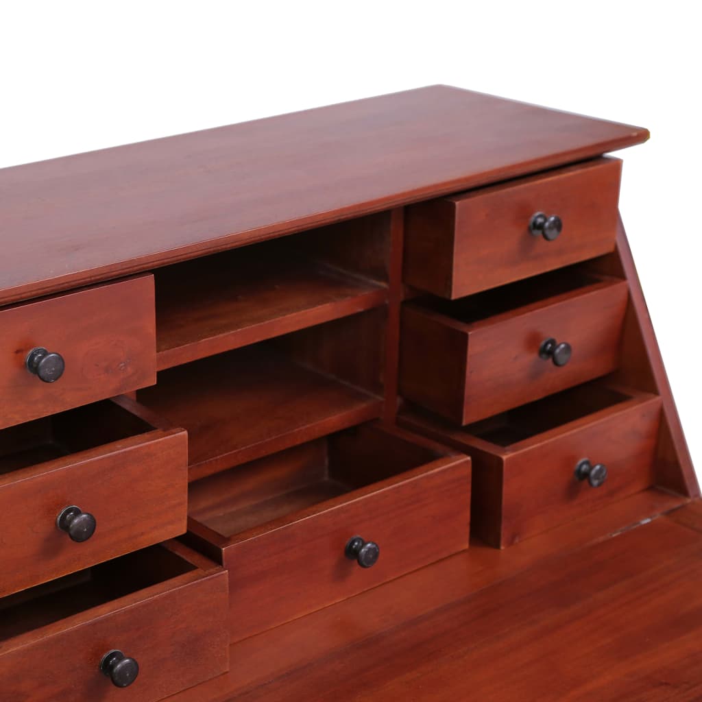 vidaXL Secretary Desk Office Writing Table with Drawers Solid Wood Mahogany-8