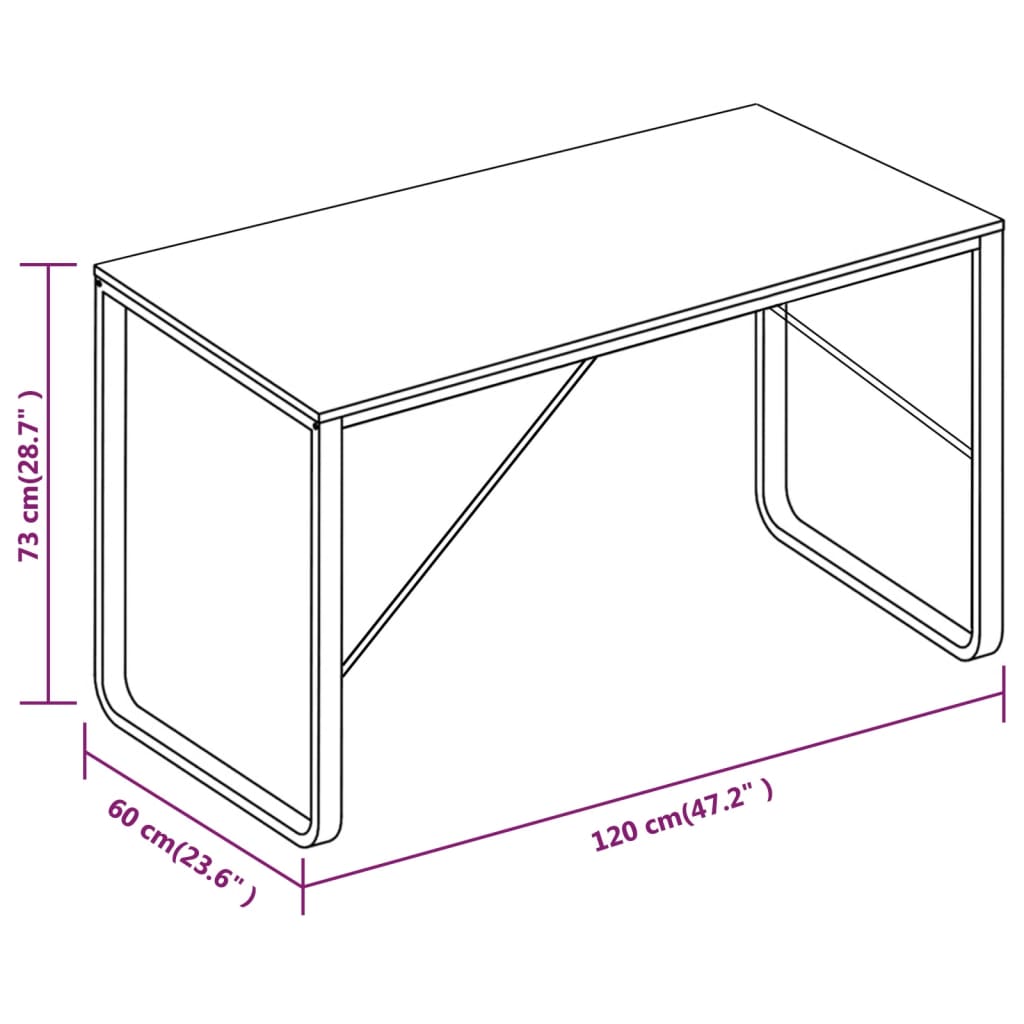 vidaXL Computer Desk Black 47.2"x23.6"x28.7"-24