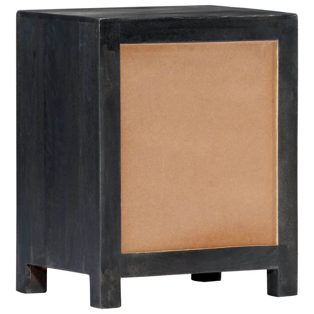 vidaXL Hand Carved Bedside Cabinet Gray 15.7"x11.8"x19.7" Solid Mango Wood-2