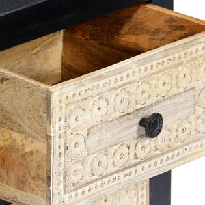 vidaXL Hand Carved Bedside Cabinet Gray 15.7"x11.8"x19.7" Solid Mango Wood-5