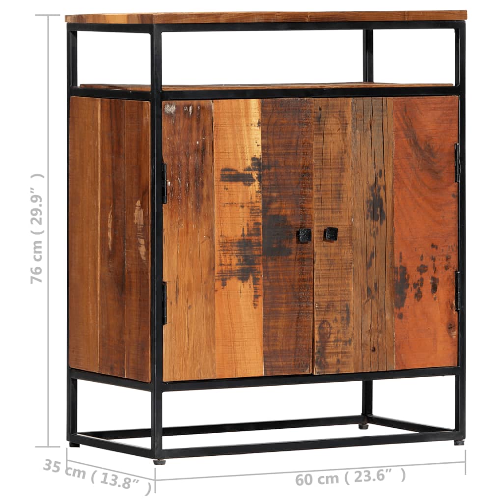 vidaXL Side Cabinet 23.6"x13.8"x29.9" Solid Reclaimed Wood and Steel-4