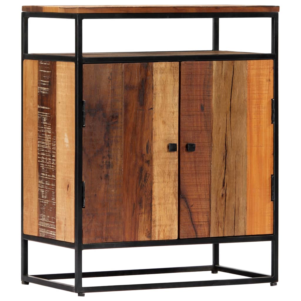 vidaXL Side Cabinet 23.6"x13.8"x29.9" Solid Reclaimed Wood and Steel-5