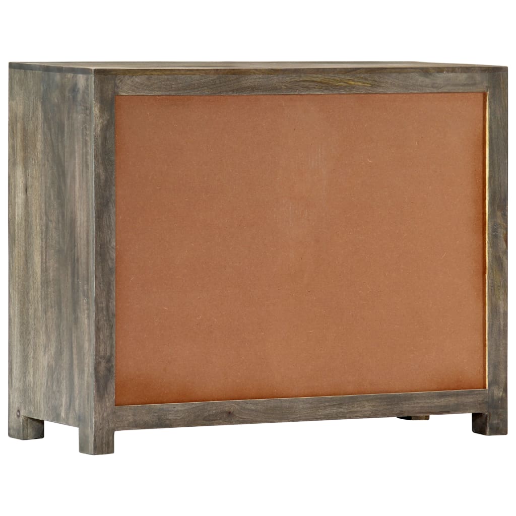 vidaXL Side Cabinet Gray 29.5"x11.8"x23.6" Solid Mango Wood-5