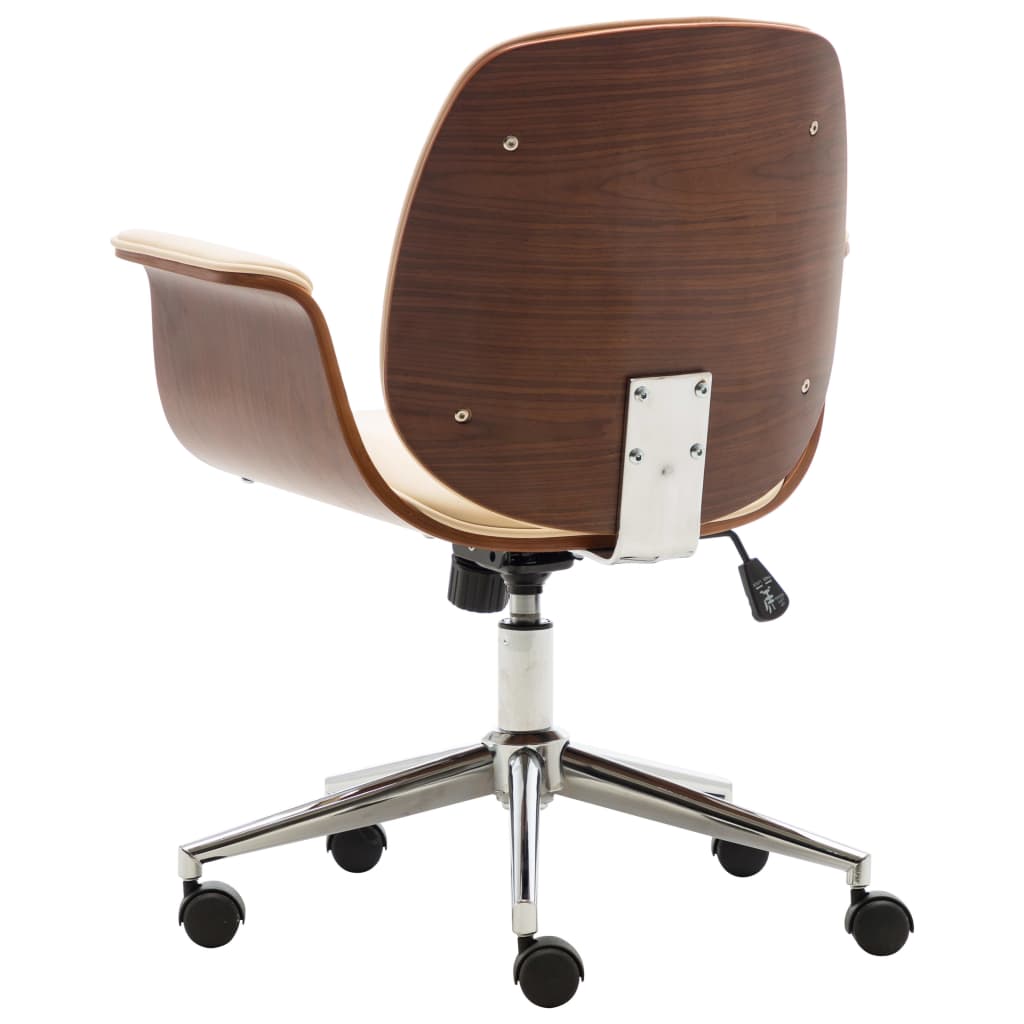 vidaXL Swivel Arm Chair Ergonomic Office Chair Bent Wood and Faux Leather-0