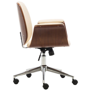 vidaXL Swivel Arm Chair Ergonomic Office Chair Bent Wood and Faux Leather-2